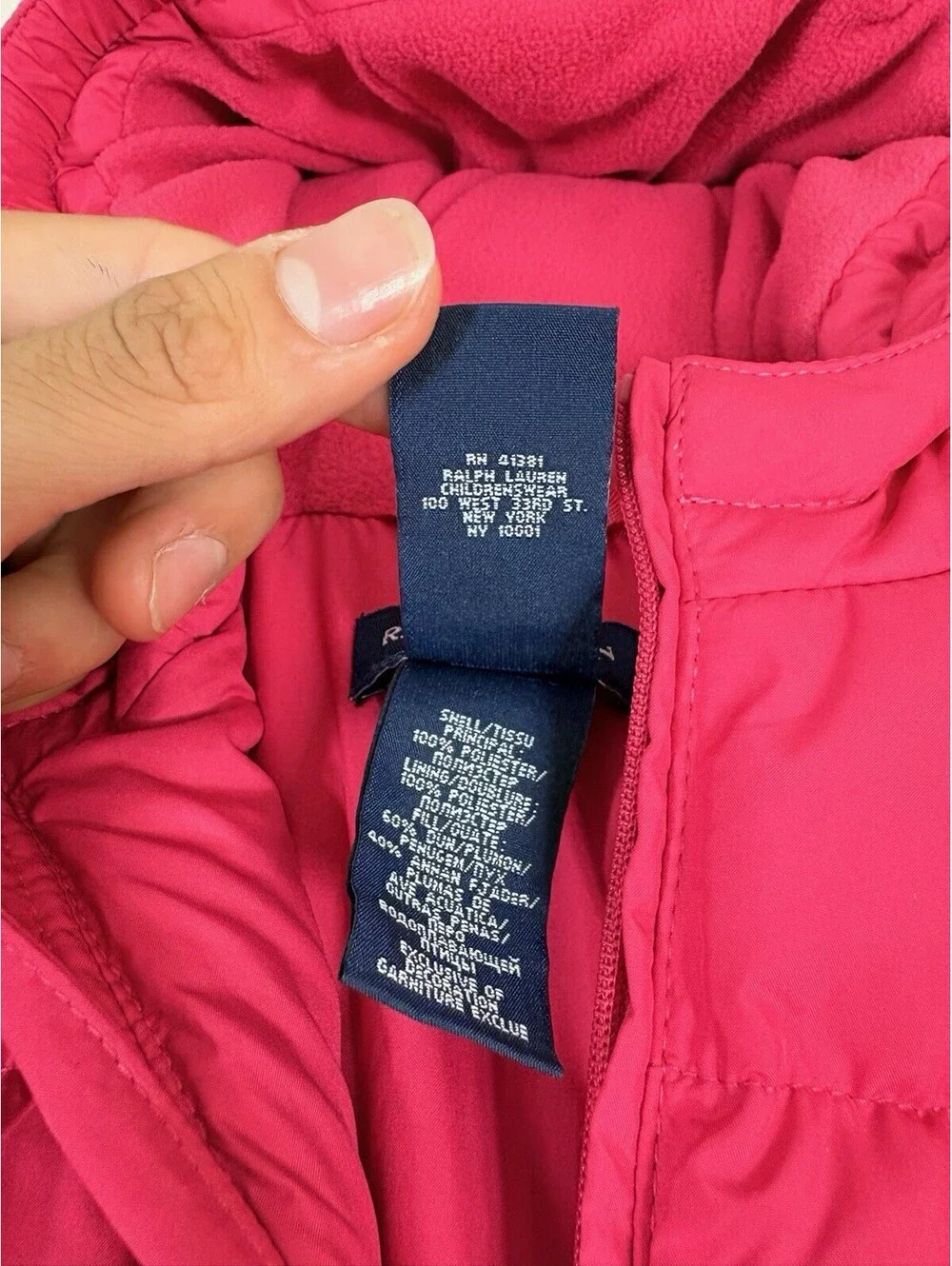 Ralph Lauren Polo Girls Baby Puffer Hooded Peplum Jacket Coat Size 9 Months Pink